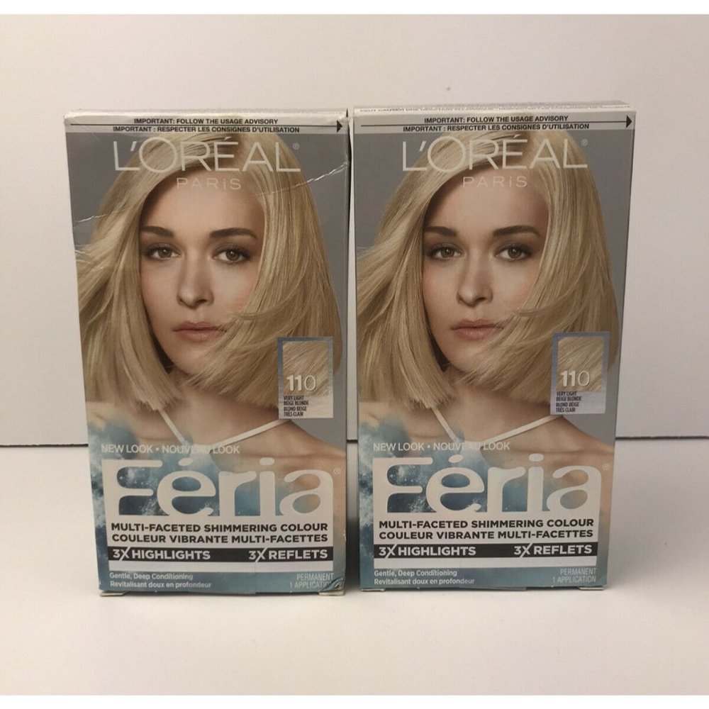 2 L'OREAL FERIA STARLET #110 Very Light Beige Blonde Loreal Feria 110